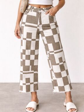 Etiquette Cropped Wide Leg Jeans High Rise Patchwork Festival Denim S (4-6)